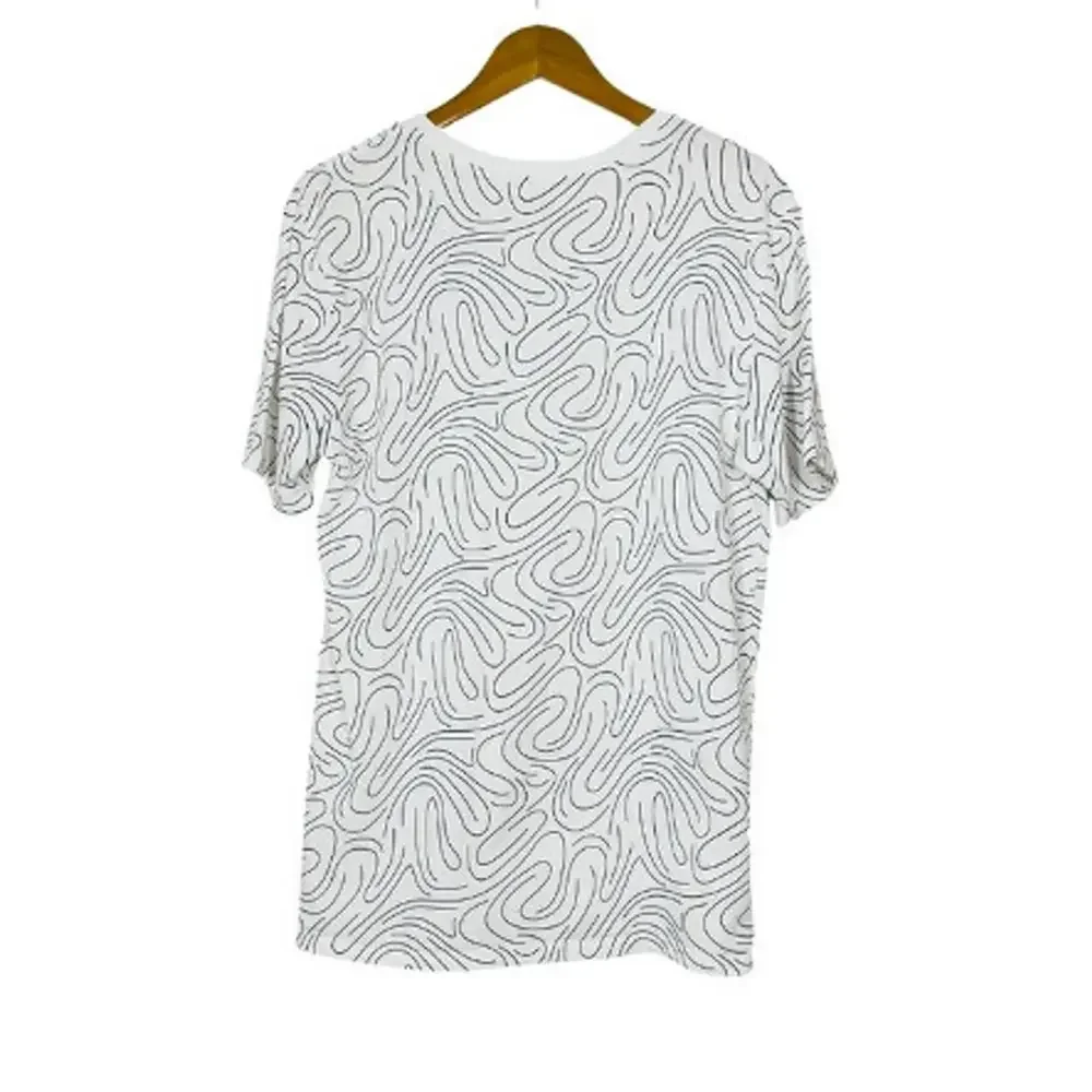 The Nike Men's Swirl‎ Print Tee Shirt Sz L White Gray Logo Short Sleeves Basic